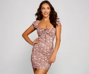 Cutie In Floral Charming Puff Sleeve Mini Dress