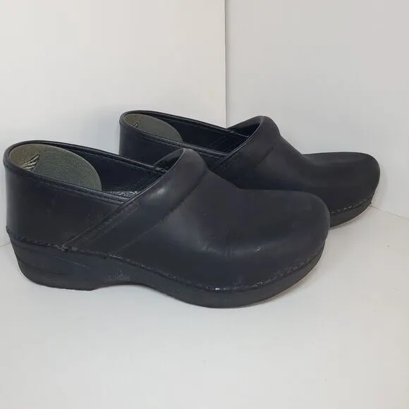 Dansko Professional XP 2.0 Women's Black Leather Clogs Size EU 38/US 7.5-8