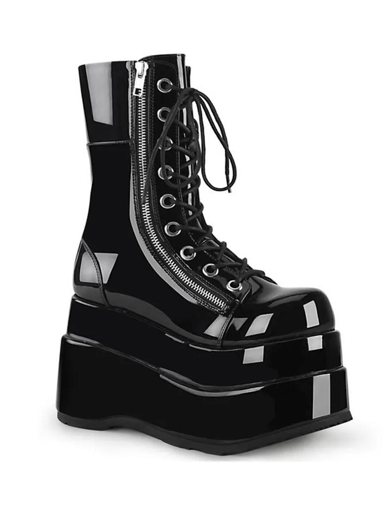 DEMONIA BEAR 265 PLATFORM BOOTS - PATENT BLACK