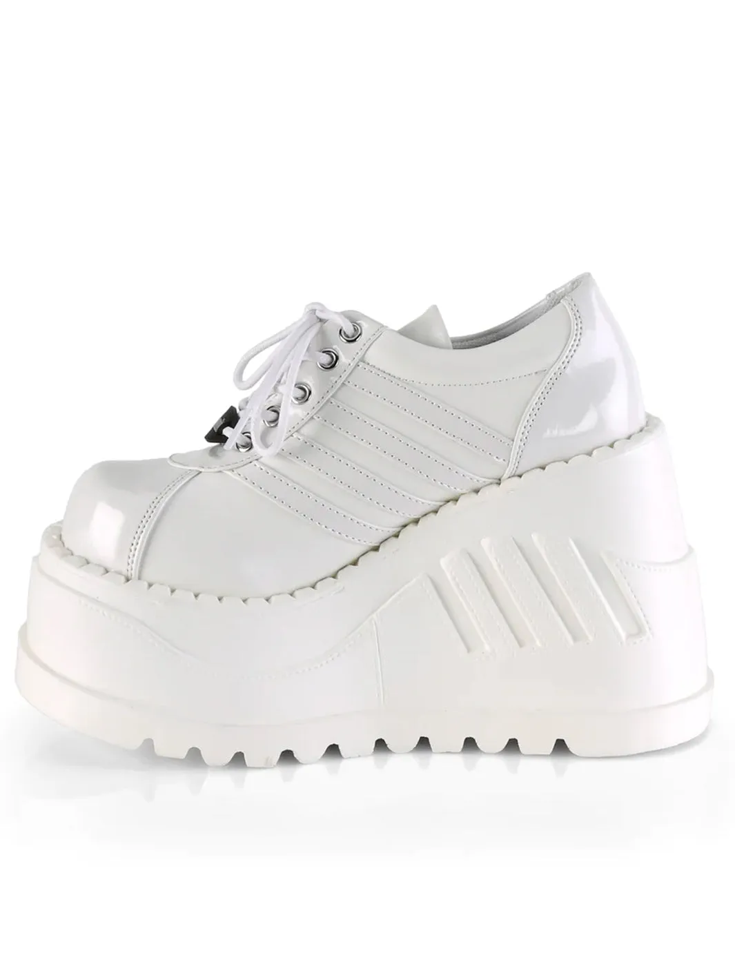 DEMONIA STOMP 08 PLATFORM SNEAKERS - WHITE VEGAN LEATHER