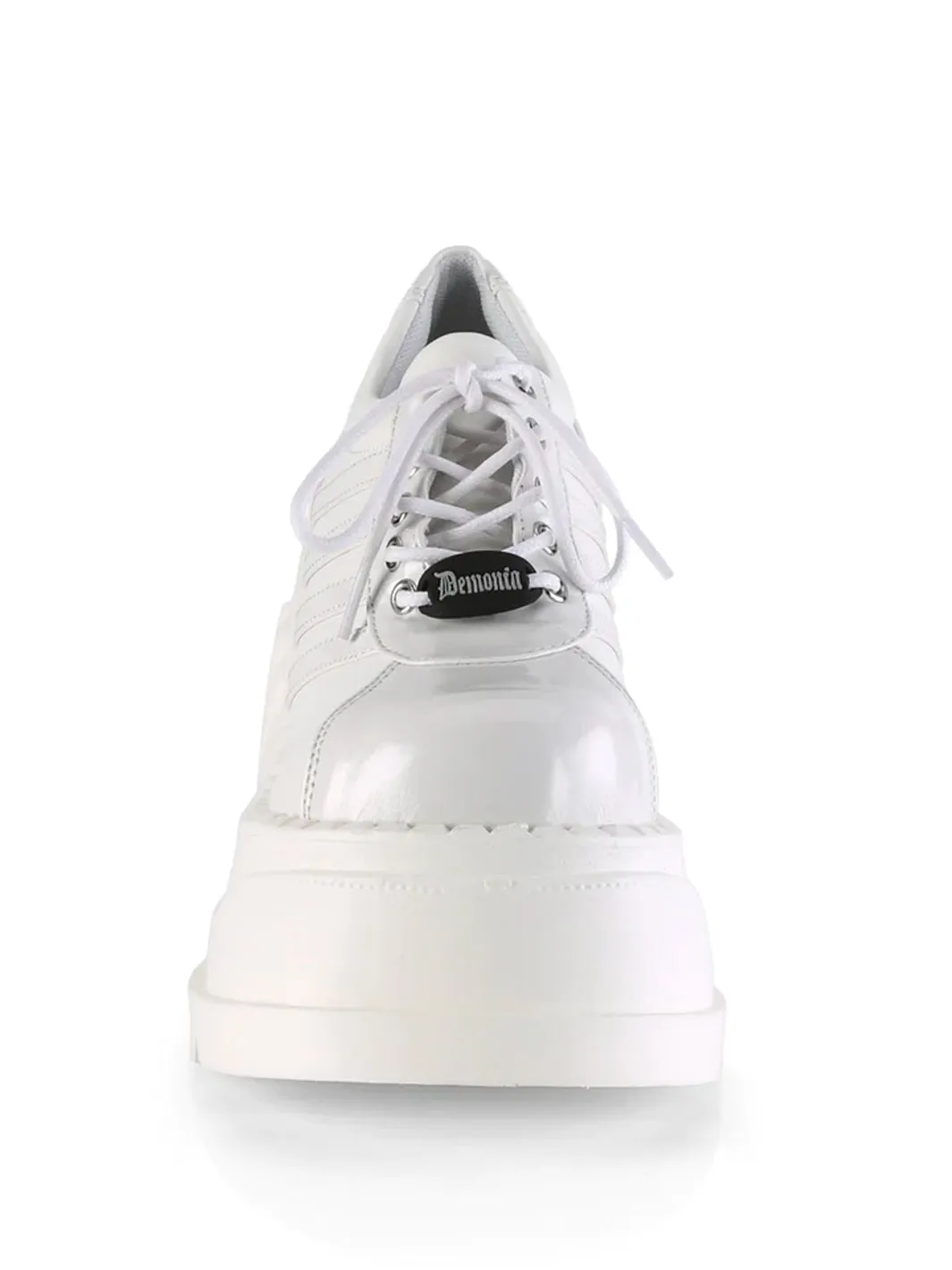 DEMONIA STOMP 08 PLATFORM SNEAKERS - WHITE VEGAN LEATHER