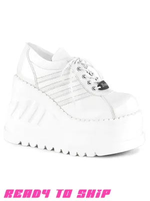 DEMONIA STOMP 08 PLATFORM SNEAKERS - WHITE VEGAN LEATHER