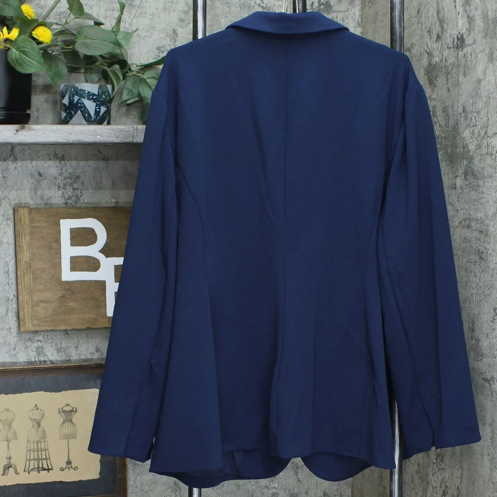 DG2 by Diane Gilman Plus Stretch Crepe Blazer Jacket Navy 3X