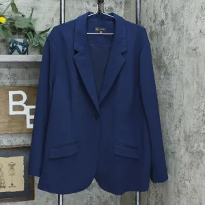 DG2 by Diane Gilman Plus Stretch Crepe Blazer Jacket Navy 3X