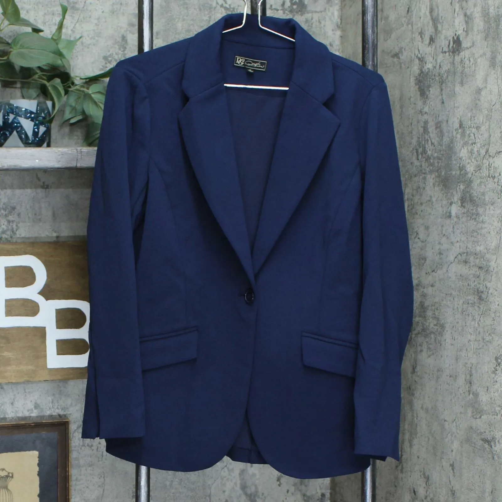 DG2 by Diane Gilman Women's Stretch Crepe Blazer Navy Small