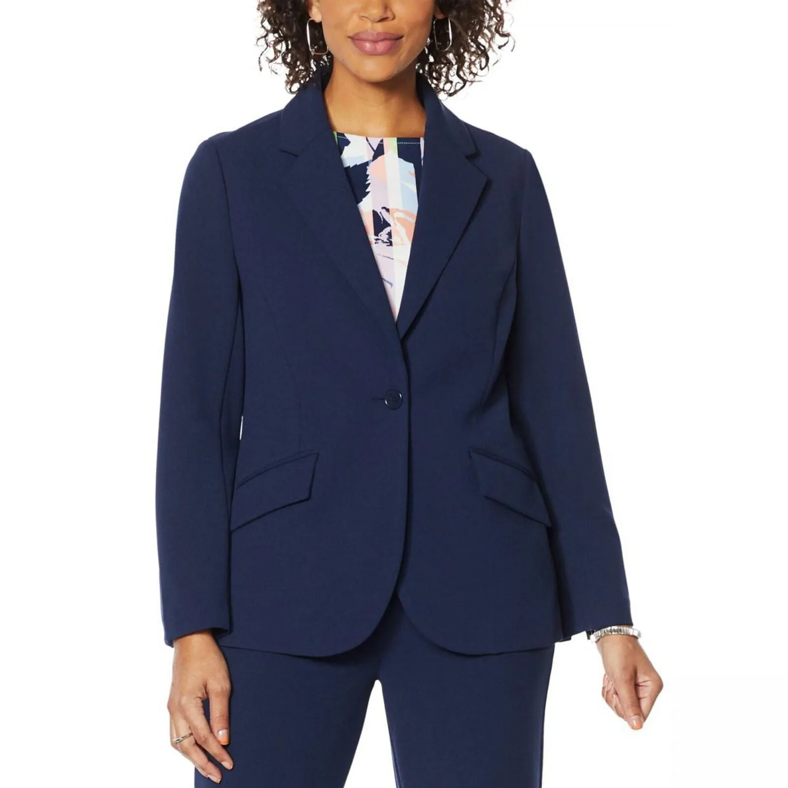 DG2 by Diane Gilman Women's Stretch Crepe Blazer Navy Small