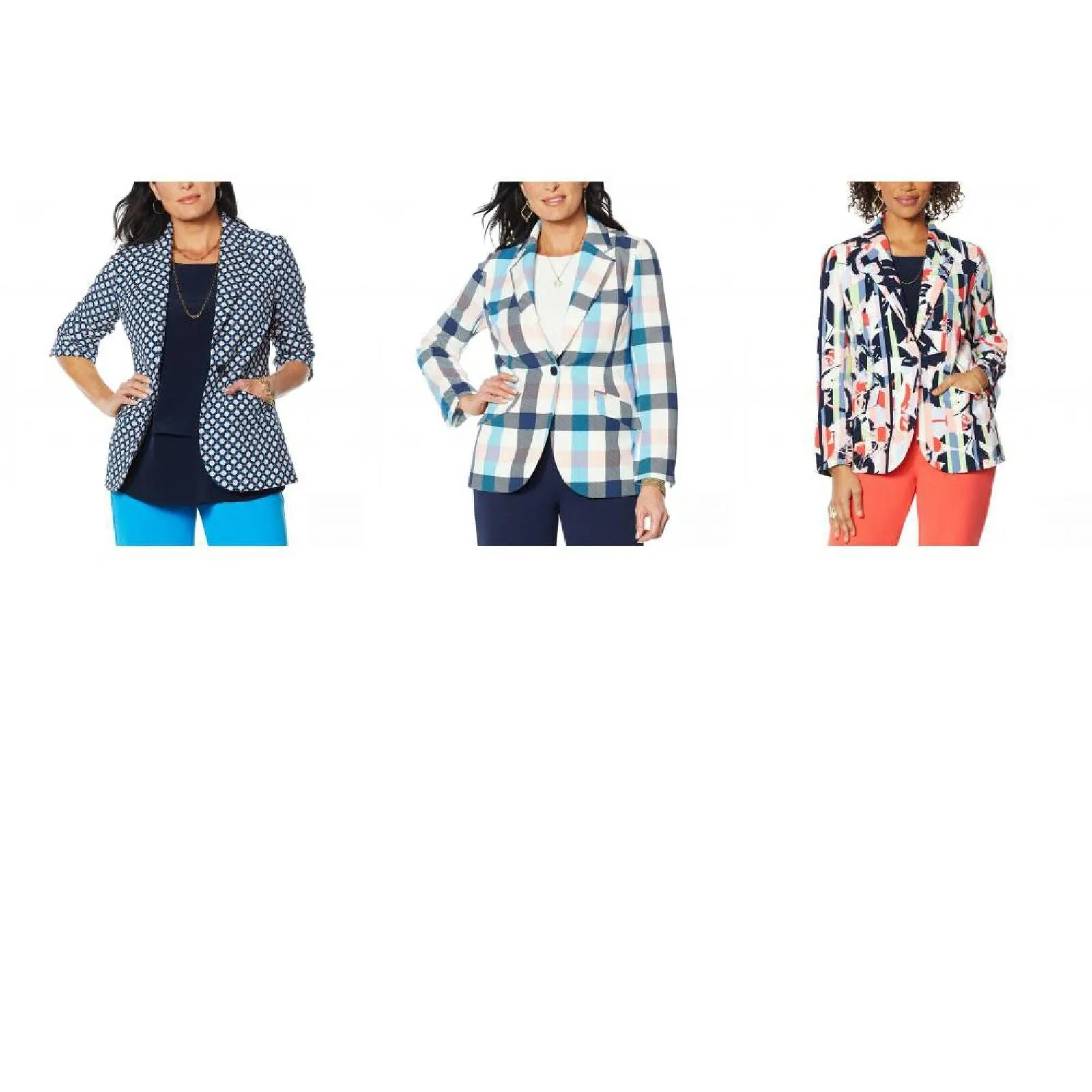 DG2 by Diane Gilman Women's Stretch Crepe Printed Blazer