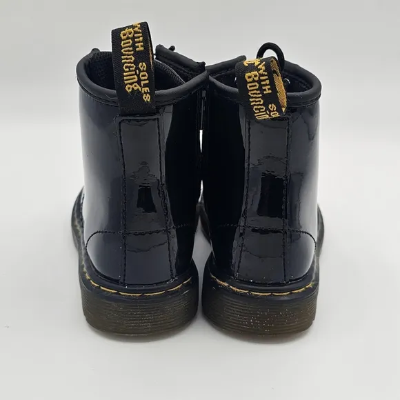 Dr. Martens Brooklee Black Patent Leather Lace Up Combat Boots - Toddler Sz 9