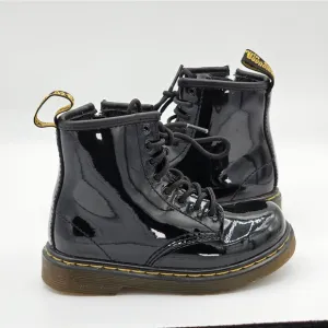 Dr. Martens Brooklee Black Patent Leather Lace Up Combat Boots - Toddler Sz 9