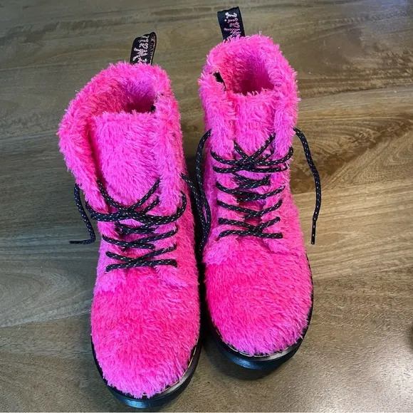 Dr. Martens Pink Fuzzy Boots