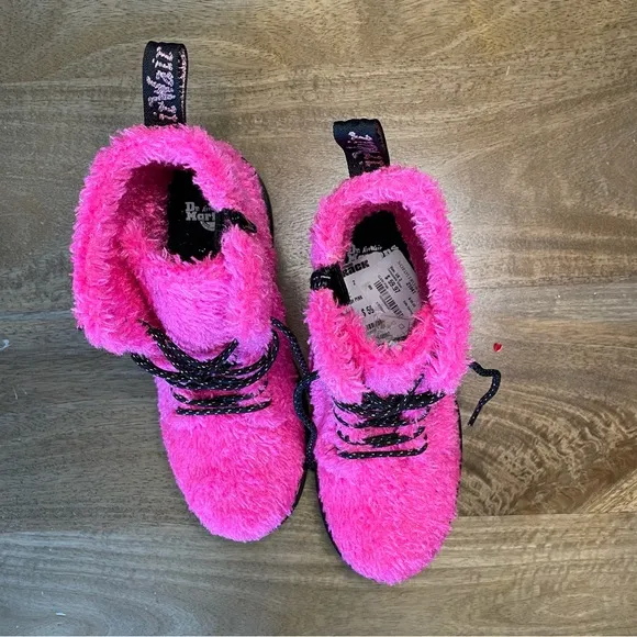 Dr. Martens Pink Fuzzy Boots
