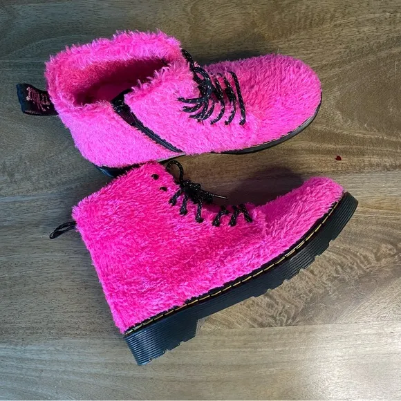 Dr. Martens Pink Fuzzy Boots