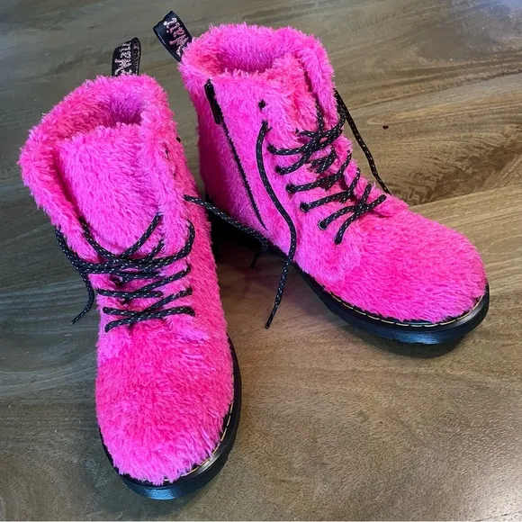 Dr. Martens Pink Fuzzy Boots