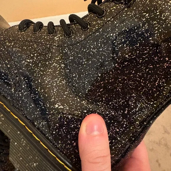 Dr. Martens Youth 1460 Glitter Lace Up Boots in Black Cosmic Glitter