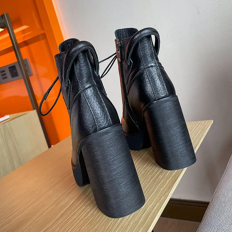 Drew Black Platform Lace up Boots