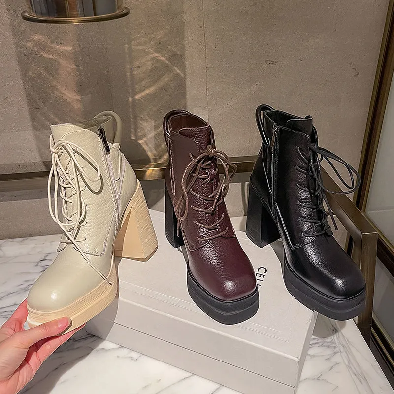 Drew Black Platform Lace up Boots