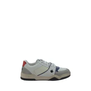Dsquared2 Men Gray Sneakers Leather Patch Athletic Flat Trainer Shoes Size EU 45