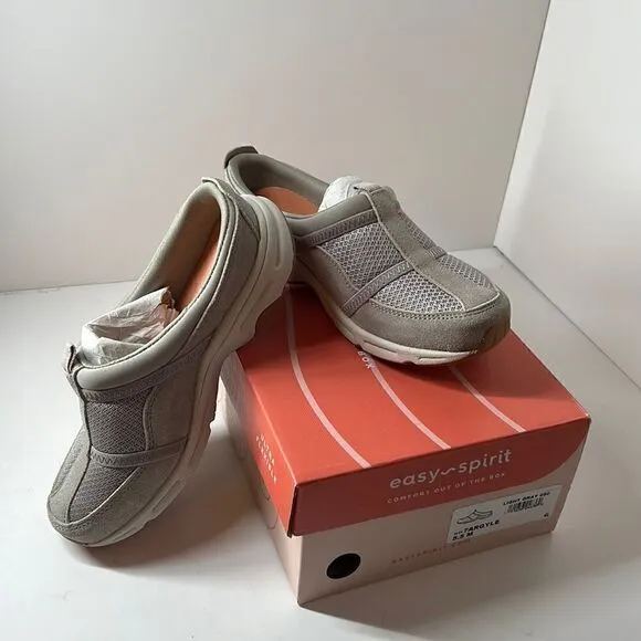 Easy Spirits Argyle Mesh Clogs Light Gray size 5.5 M
