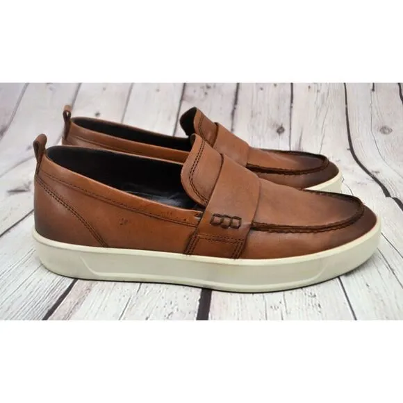 ECCO Men's Leather Slip-On Moccasin Loafers / Shoes SIZE 8 Brown