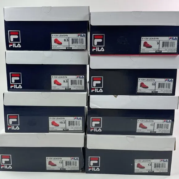 Fila F-13V LEA SYN Hi Top Mens Red Navy Basketball Shoes Sneakers 1VF059LX-640