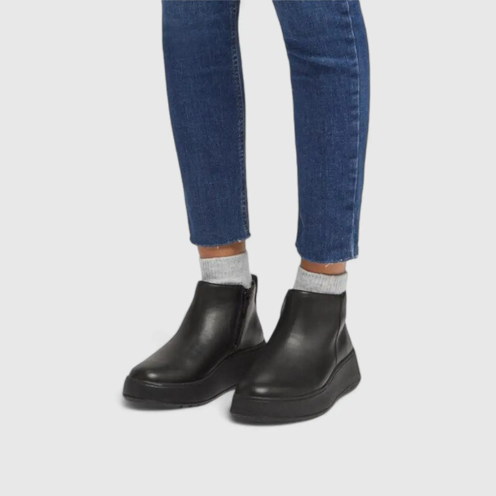 Fit Flops F-Mode Flatform Zip Ankle Boot Black GM2-090