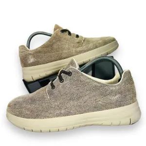 FitFlop Sporty Pop Lace-up Sneakers Beige Snake Animal Print A81-347 Women's 9