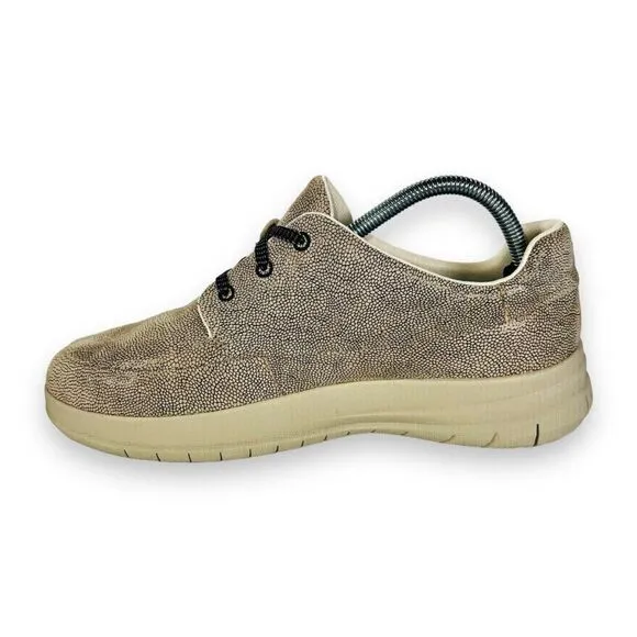 FitFlop Sporty Pop Lace-up Sneakers Beige Snake Animal Print A81-347 Women's 9