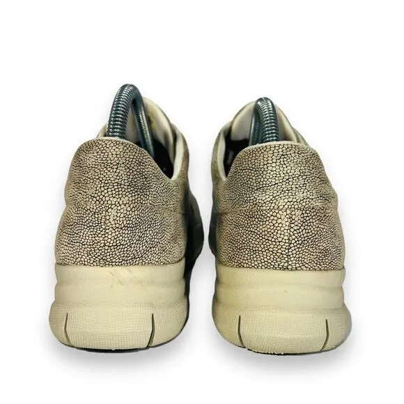 FitFlop Sporty Pop Lace-up Sneakers Beige Snake Animal Print A81-347 Women's 9