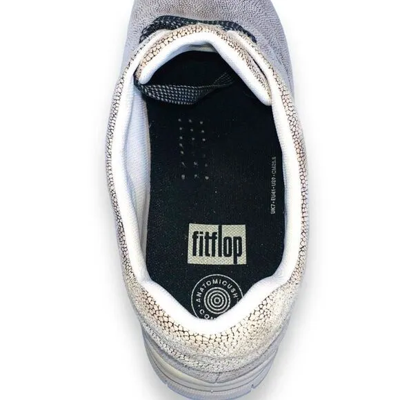 FitFlop Sporty Pop Lace-up Sneakers Beige Snake Animal Print A81-347 Women's 9