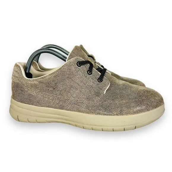 FitFlop Sporty Pop Lace-up Sneakers Beige Snake Animal Print A81-347 Women's 9
