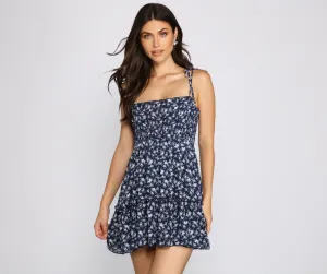 Floral Charm Stylish Sleeveless Mini Dress