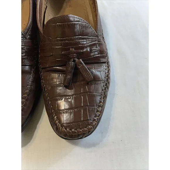 Florsheim Men’s Dressy Loafers Sz 9.5 M Brown Leather Faux Gator Business Formal
