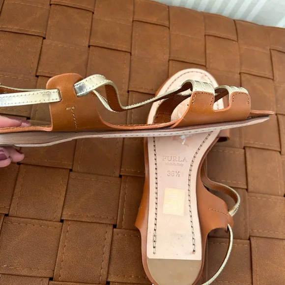 Furla Carmen Vittello Sandals Color Oro Women’s Size 36.5 (US 6) Italy