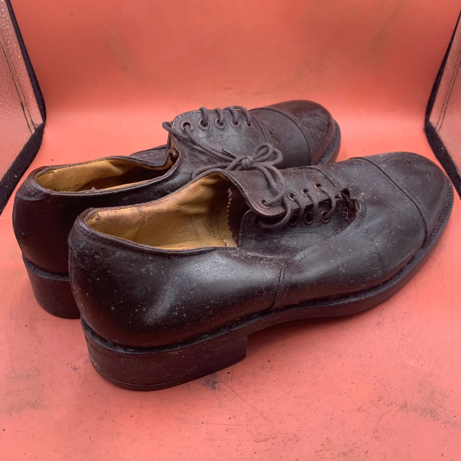 Genuine British Army Brown Leather Dress Uniform Shoes - Size 7L