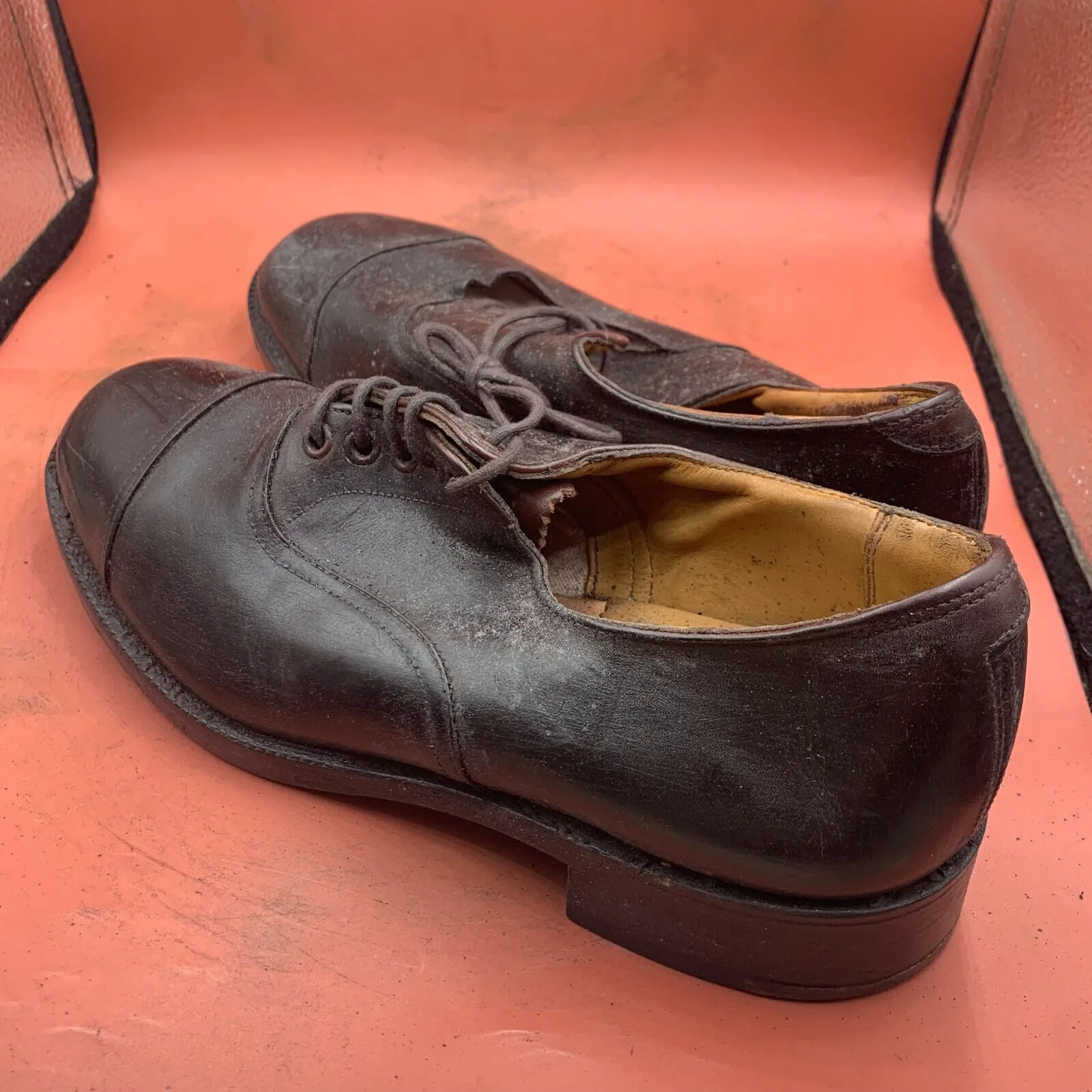 Genuine British Army Brown Leather Dress Uniform Shoes - Size 7L