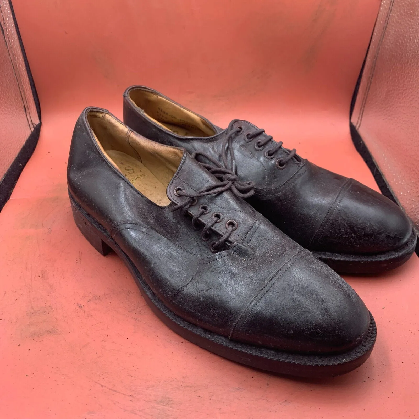 Genuine British Army Brown Leather Dress Uniform Shoes - Size 7L