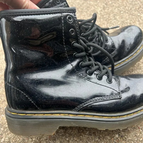 Girls Dr Marten black sparkle boots