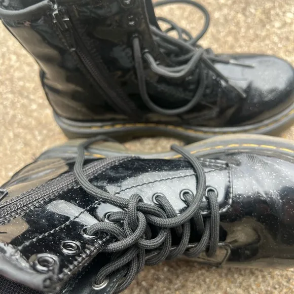 Girls Dr Marten black sparkle boots