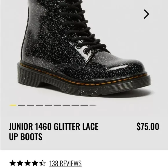 Girls Junior Dr. Martens 1460 Glitter Lace Up Boots