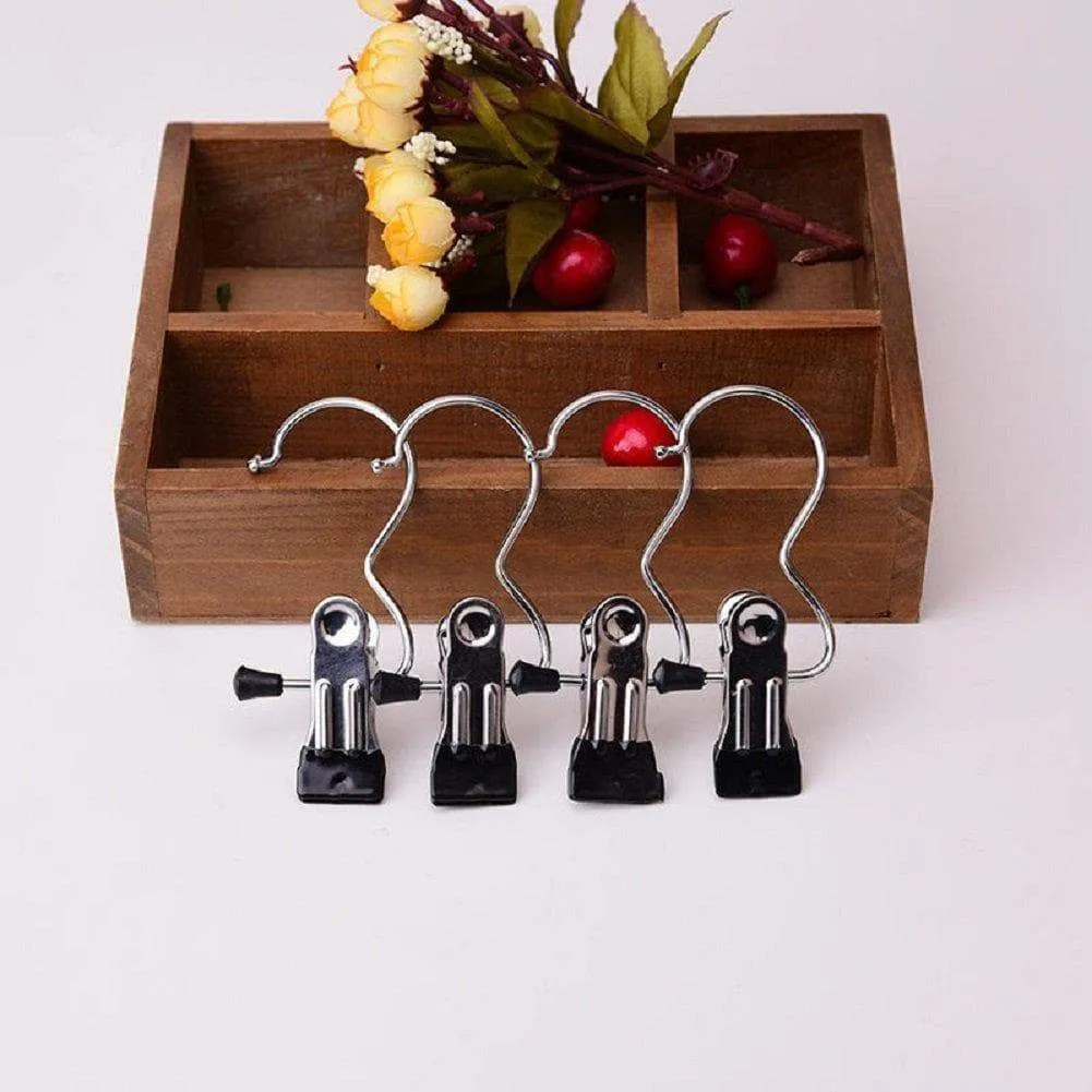 glasstore 6Pcs Stainless Steel Heavy Duty Drying Racks Portable Hanger Clips Laundry Hooks Hanging Clothes Pins Single Clip Scarf Closet Organizer Hanger for Travel and Home