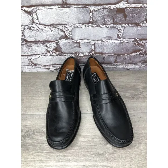 Guante Classic Black Leather Slip On Chile Loafers Dress Shoes Men Sz 9.5M US/43