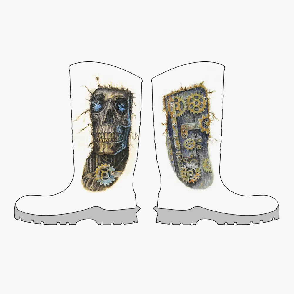 Hand-painted CSA Approved Safety Boots - Waterproof PU Steel Toe Rubber Boots ASTM F2413-18 Acid & Oil Resistant-Grey