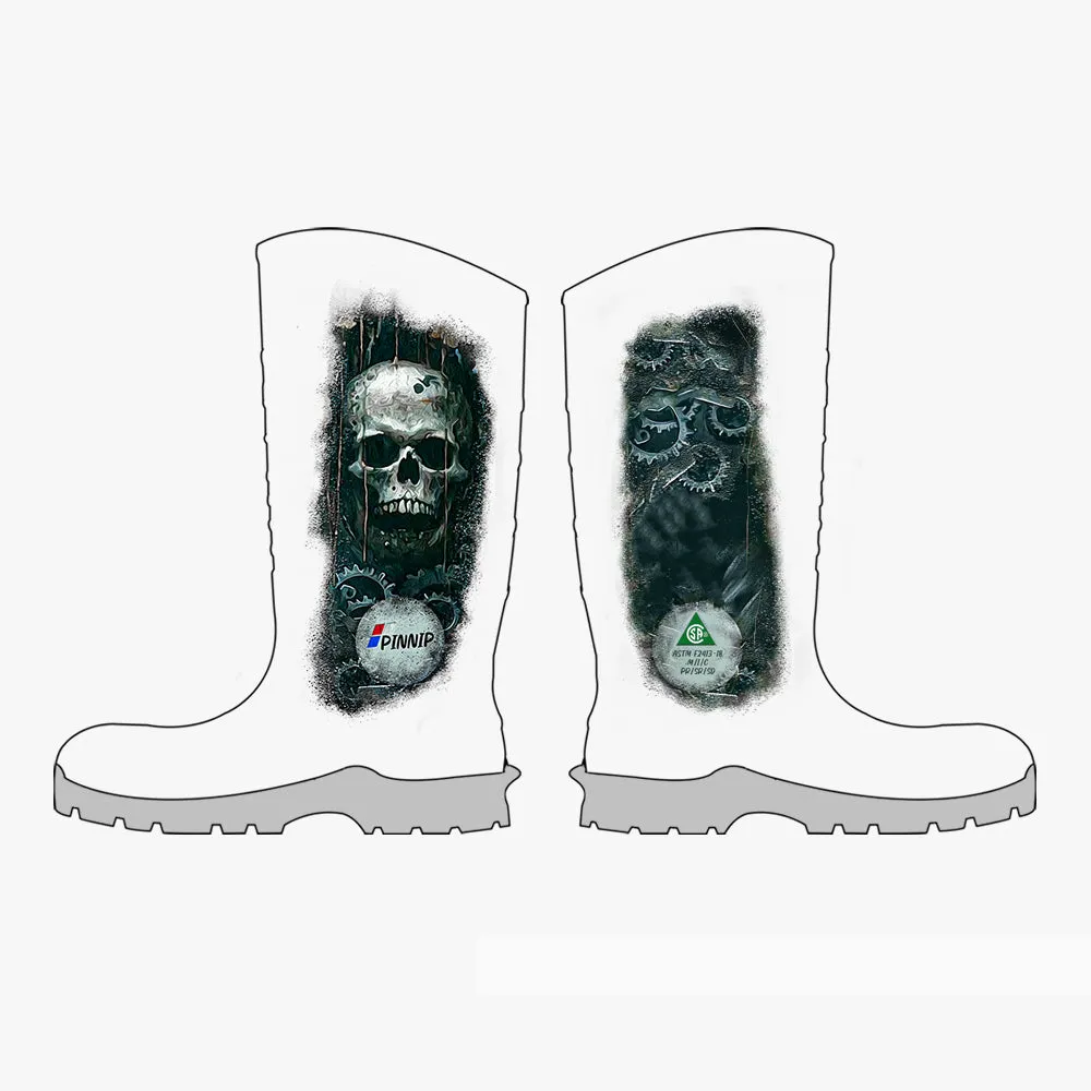 Hand-painted CSA Approved Safety Boots - Waterproof PU Steel Toe Rubber Boots ASTM F2413-18 Acid & Oil Resistant-Yellow
