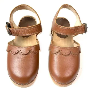 Hanna Andersson Handmade Mary Jane Leather Wood Sole Clogs