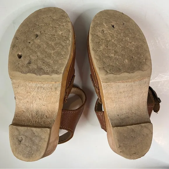 Hanna Andersson Handmade Mary Jane Leather Wood Sole Clogs