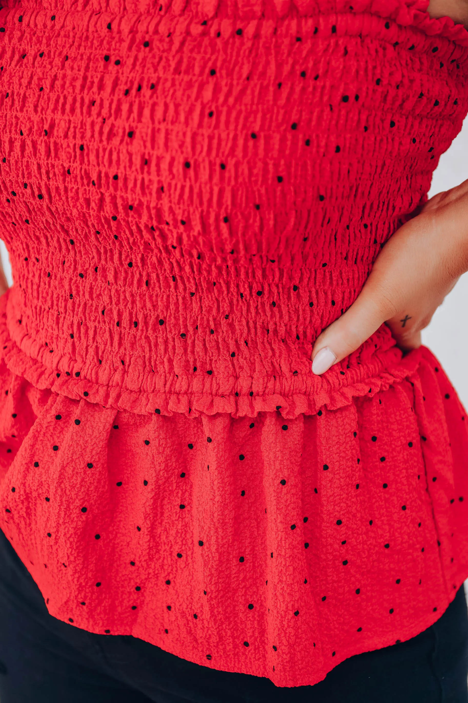 Hattie Polka Dot Top - Red