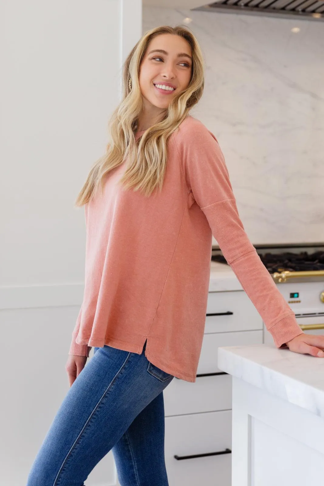 Hazel Blues® | Fun Beginnings Raglan Top In Dusty Mauve