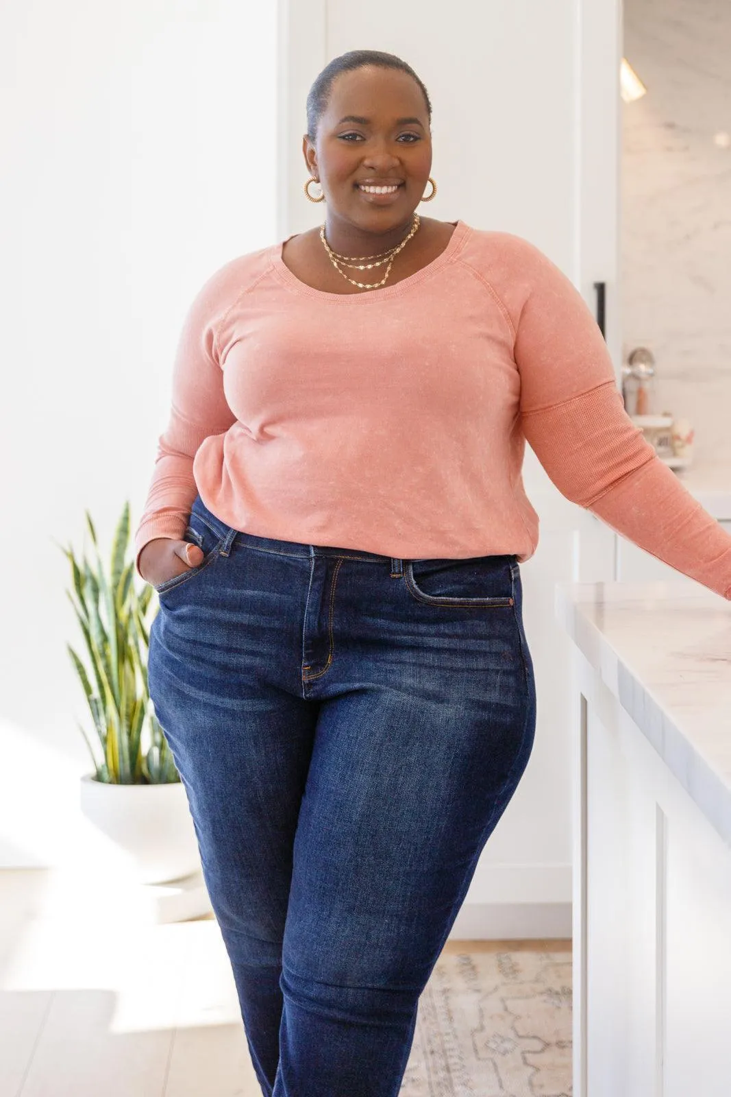 Hazel Blues® | Fun Beginnings Raglan Top In Dusty Mauve