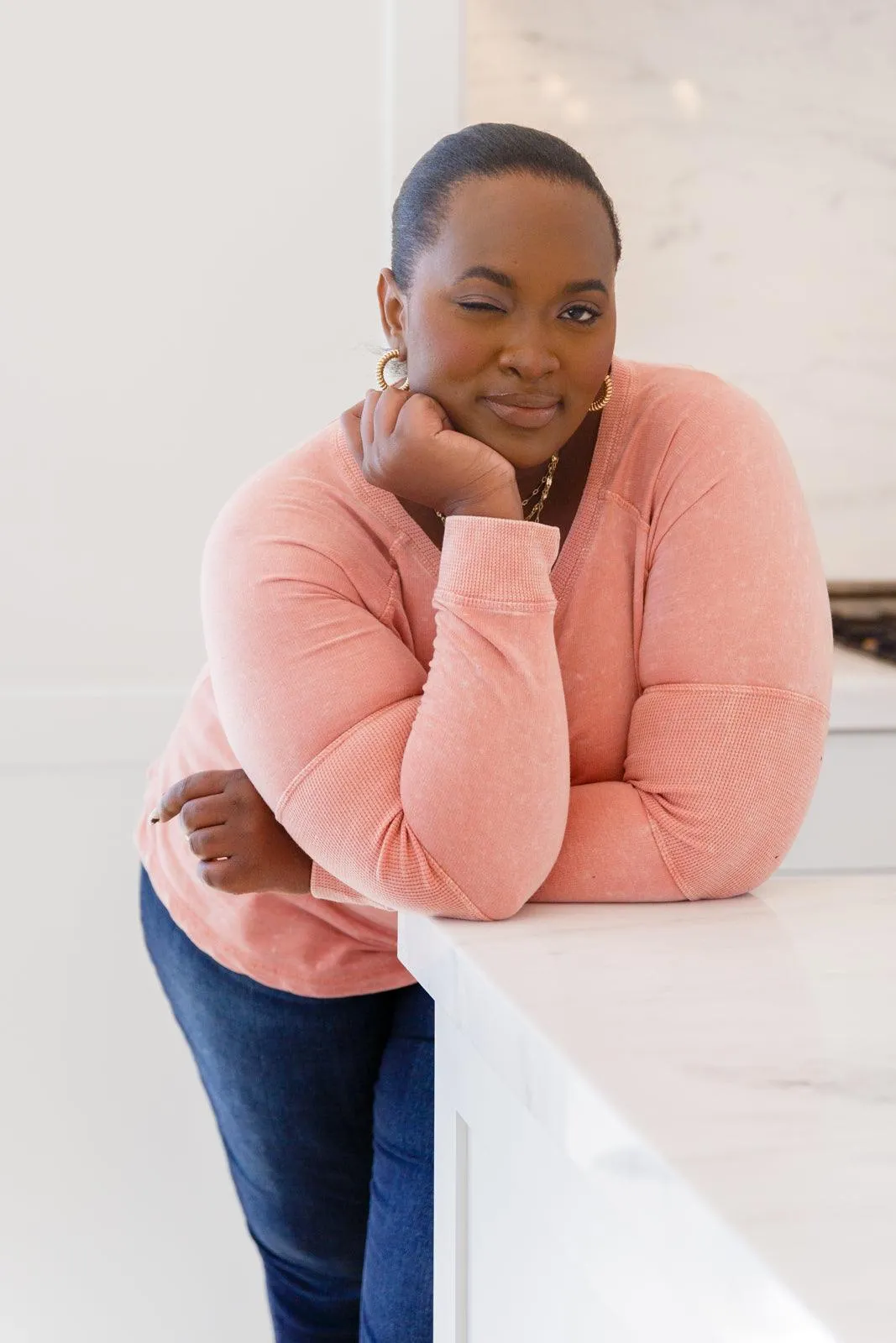 Hazel Blues® | Fun Beginnings Raglan Top In Dusty Mauve