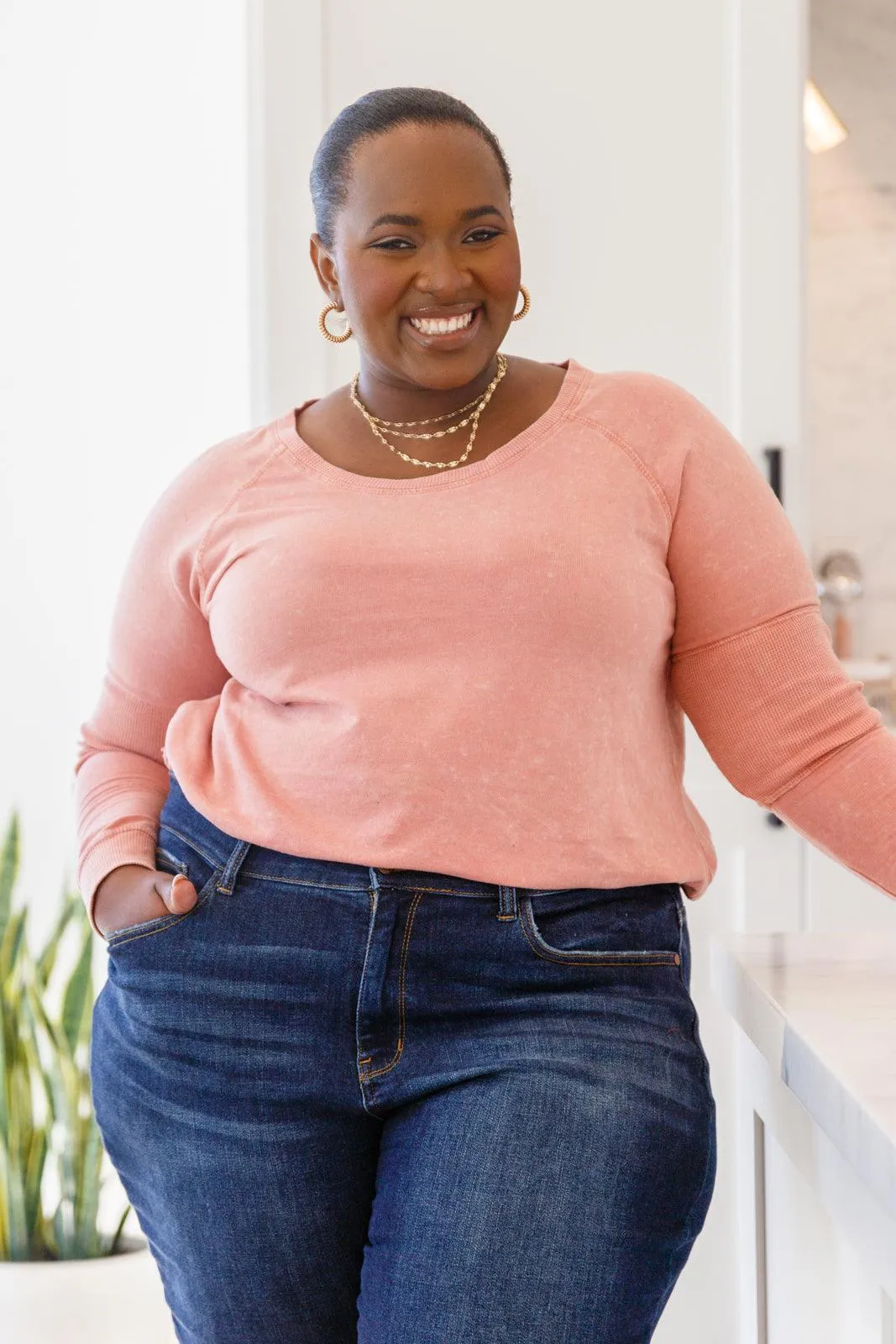 Hazel Blues® | Fun Beginnings Raglan Top In Dusty Mauve